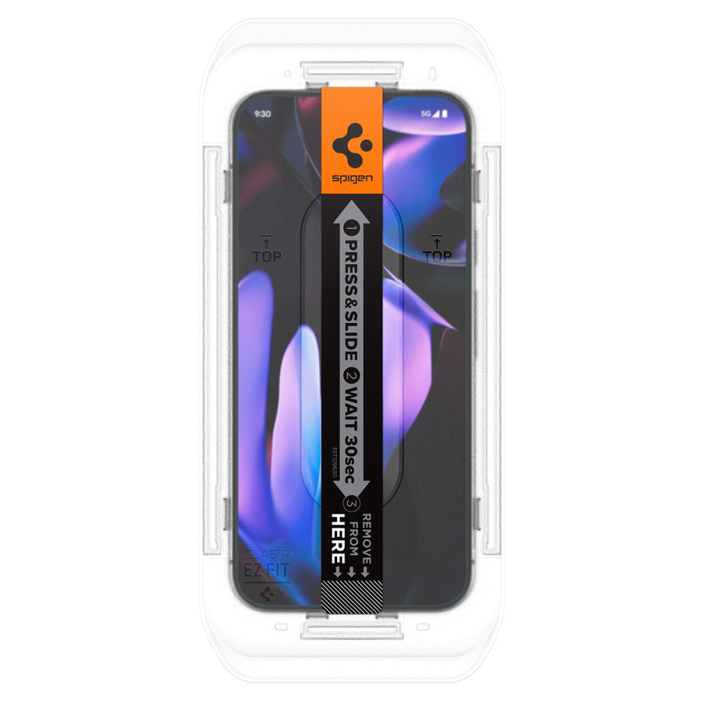 Προστατευτική μεμβράνη οθόνης Privacy Spigen GlastR EZ FIT για Google Pixel 9 / 9 Pro, Ασφαλισμένο γυαλί, Πλήρης κόλλα, Σετ 2 τεμαχίων