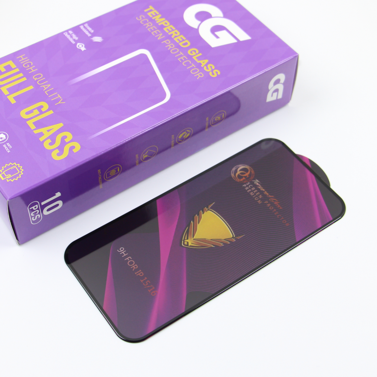 Προστατευτική μεμβράνη οθόνης OG Premium για Apple iPhone 14 Pro, ασφαλισμένο γυαλί, πλήρης κόλλα, σετ 10 τεμαχίων, μαύρο