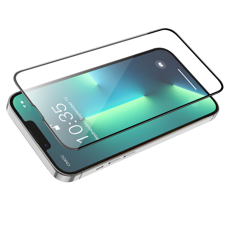 Προστατευτική Μεμβράνη Οθόνης HOCO G16 για Apple iPhone 17e / 16e / 14 / 13 Pro, Ενισχυμένο Γυαλί, Πλήρης Κόλληση, 5D, Μαύρη