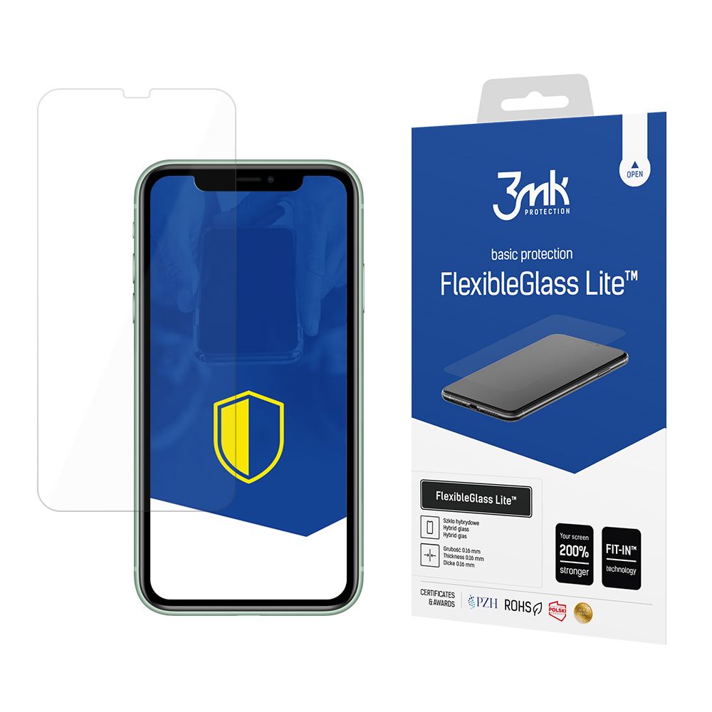 Προστατευτική μεμβράνη οθόνης 3MK FlexibleGlass Lite για Apple iPhone 11, Ευέλικτο γυαλί, Πλήρης κόλλα