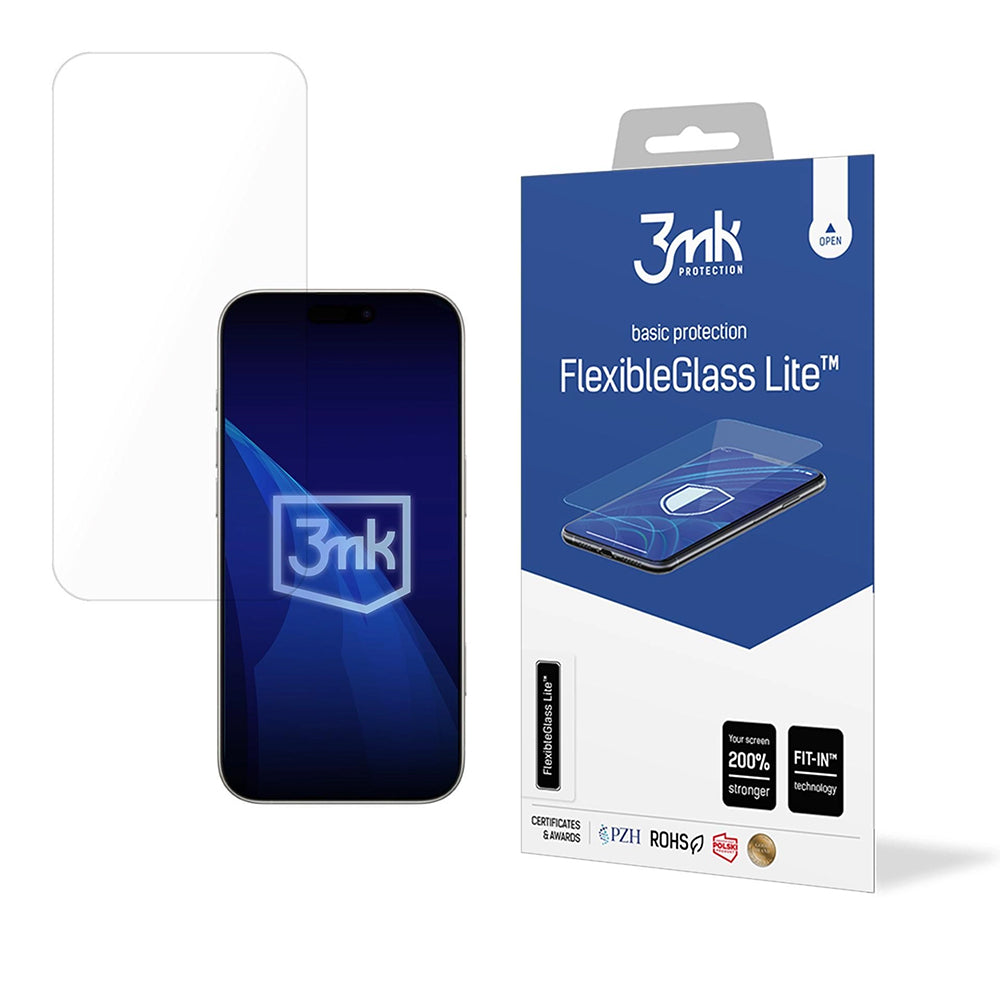 Προστατευτική Μεμβράνη Οθόνης 3MK FlexibleGlass Lite για Apple iPhone 17, Εύκαμπτο Γυαλί, Πλήρης Κόλληση