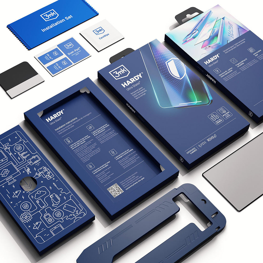 Προστατευτική Μεμβράνη Οθόνης 3MK Hardy Ultra για Apple iPhone 17 Pro, Ενισχυμένο Γυαλί, Full Glue, Μαύρη