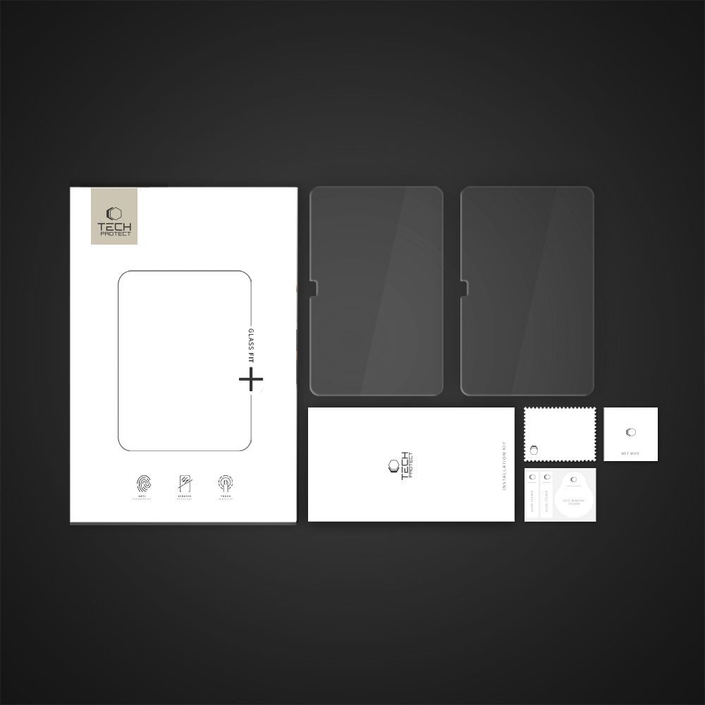 Προστατευτική Μεμβράνη Οθόνης Tech-Protect FIT+ για Samsung Galaxy Tab S10 FE+, Ενισχυμένο Γυαλί, Πλήρης Κόλληση, Σετ 2 τεμαχίων, 2.5D