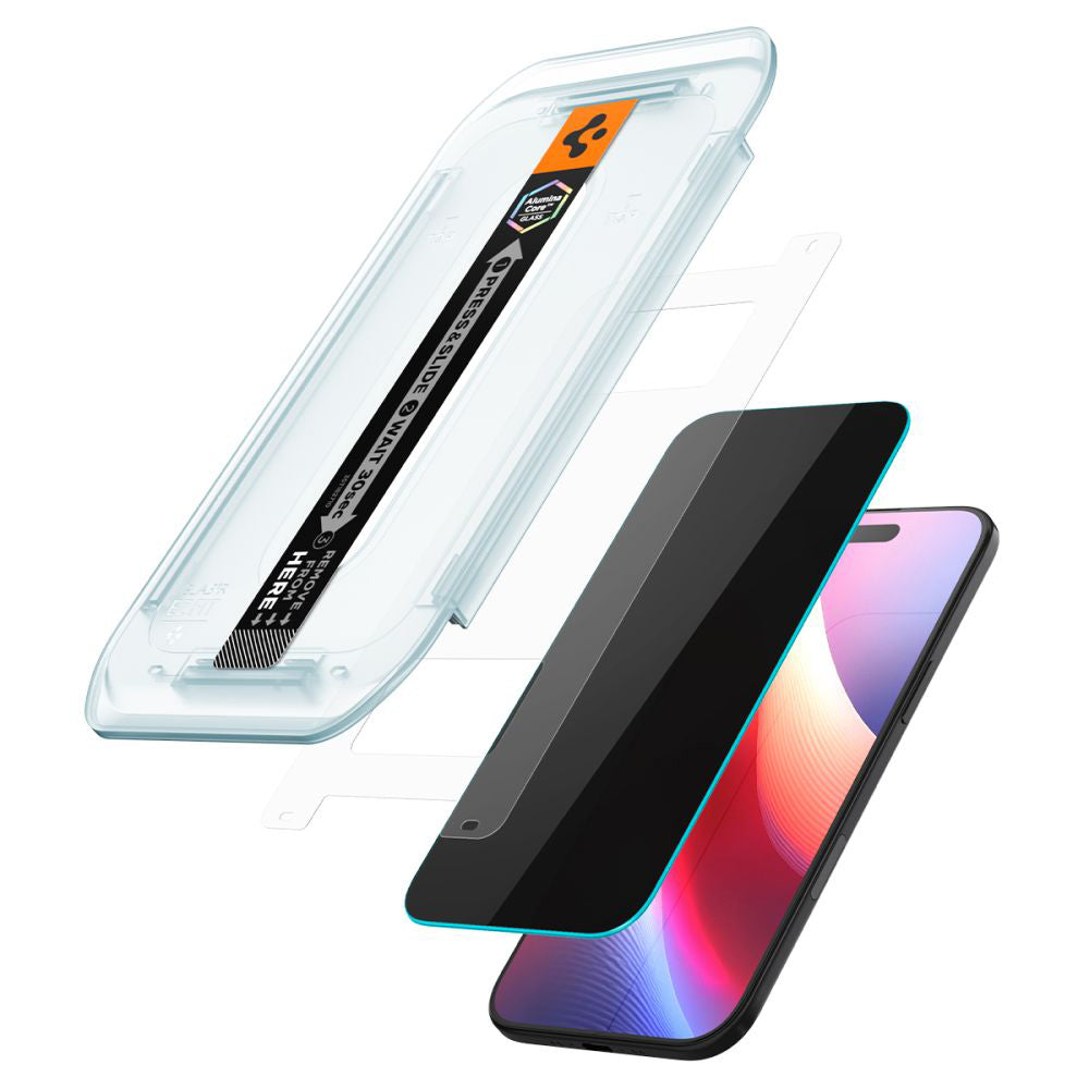 Προστατευτική Μεμβράνη Οθόνης Privacy Spigen GlastR EZ FIT για Apple iPhone 17 Air, Ενισχυμένο Γυαλί, Full Glue, Σετ 2 τεμαχίων