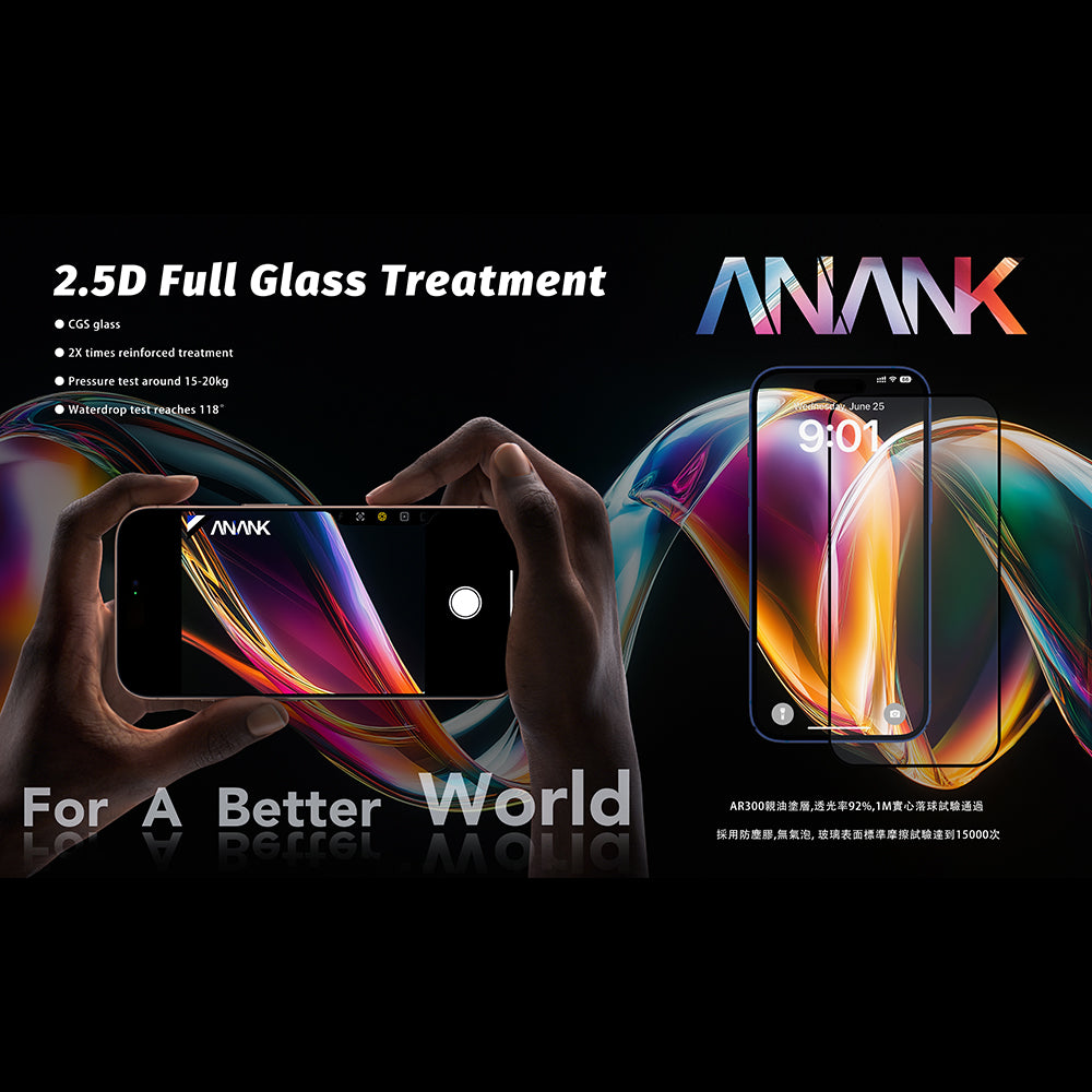 Προστατευτική Μεμβράνη Οθόνης Anank 5X Reinforced για Apple iPhone 17 Pro, Ενισχυμένο Γυαλί, Full Glue, 2.5D, Μαύρη