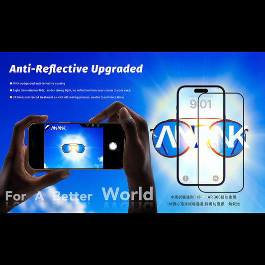 Προστατευτική Μεμβράνη Οθόνης Anank Anti Reflection για Apple iPhone 17 Pro Max, Θωρακισμένο Γυαλί, Full Glue, 2.5D, Μαύρη