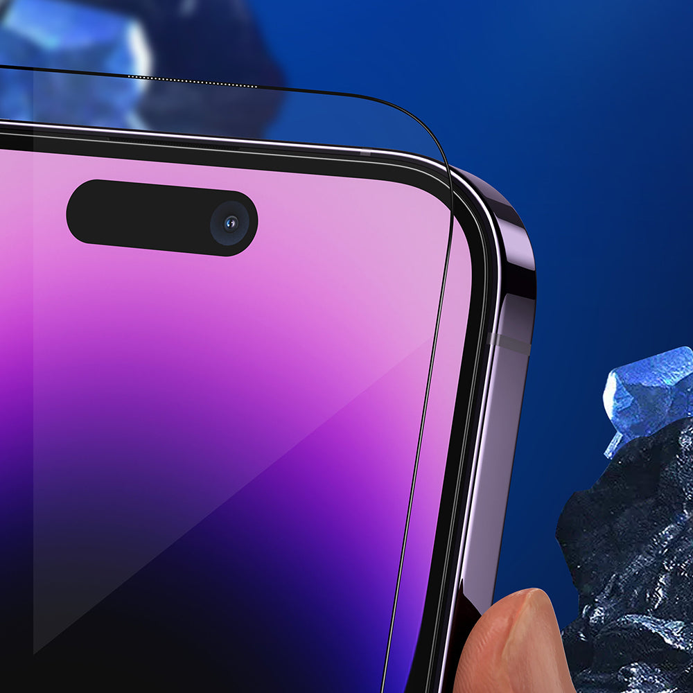 Προστατευτική μεμβράνη οθόνης Blueo Anti-Broken για Apple iPhone 15 Pro Max, Ασφαλισμένο γυαλί, Πλήρης κόλλα, Μαύρο