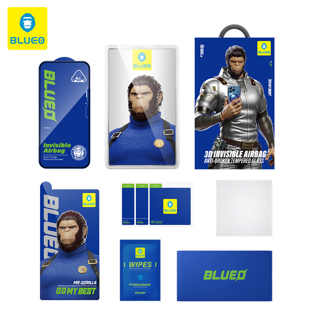 Προστατευτική μεμβράνη οθόνης Blueo Anti-Broken για Apple iPhone 16 Plus / 15 Plus / 14 Pro Max, Ασφαλισμένο γυαλί, Πλήρης κόλλα, Μαύρο