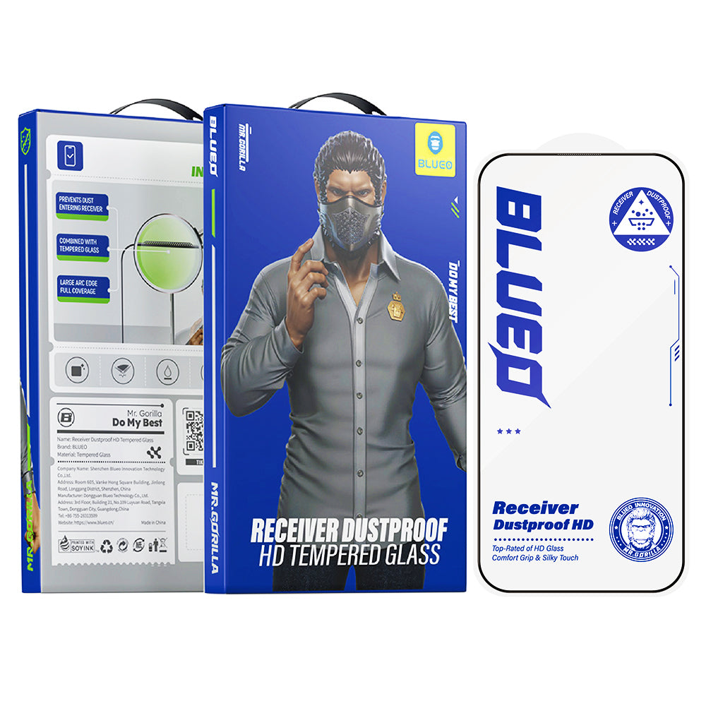 Προστατευτική μεμβράνη οθόνης Blueo Anti-Dust HD για Apple iPhone 14 Plus / 13 Pro Max, Ενισχυμένο γυαλί, Πλήρης κόλλα, Μαύρο