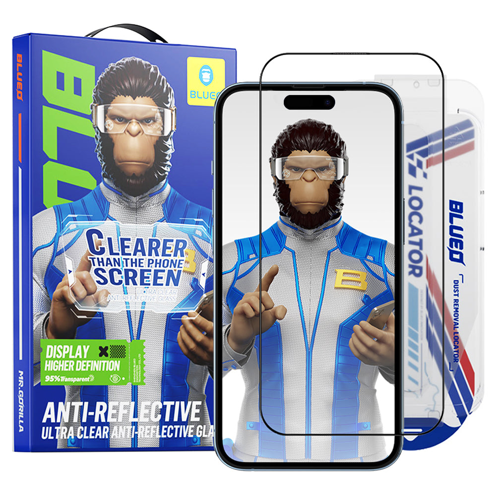 Προστατευτική μεμβράνη οθόνης Blueo Anti-Reflective HD Applicator Pro για Apple iPhone 16 Pro Max, Ασφαλισμένο γυαλί, Πλήρης κόλλα, Μαύρο