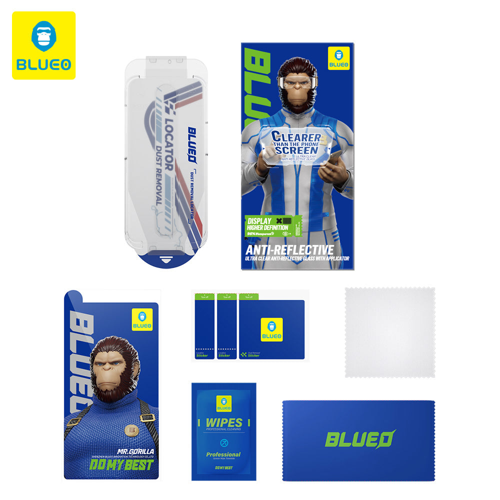 Προστατευτική μεμβράνη οθόνης Blueo Anti-Reflective HD Applicator Pro για Apple iPhone 16 Pro Max, Ασφαλισμένο γυαλί, Πλήρης κόλλα, Μαύρο
