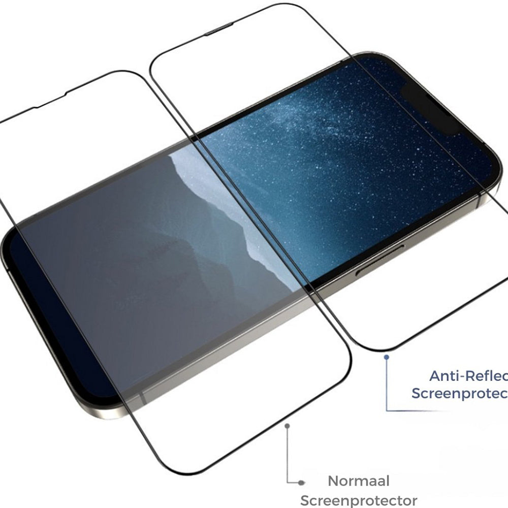 Προστατευτική μεμβράνη οθόνης Blueo Anti-Reflective HD για Apple iPhone 15 Pro, Ασφαλισμένο γυαλί, Πλήρης κόλλα, Μαύρο