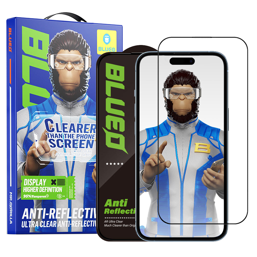 Προστατευτική μεμβράνη οθόνης Blueo Anti-Reflective HD για Apple iPhone 16 Pro Max, Ασφαλισμένο γυαλί, Πλήρης κόλλα, Μαύρο