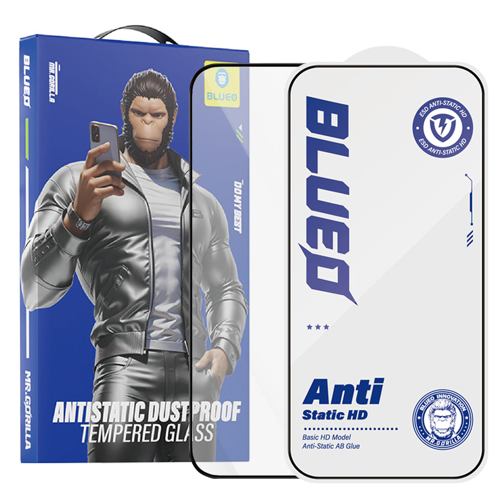 Blueo Anti-Static HD Screen Protector Film for Apple iPhone 11 Pro / XS / X, Tempered Glass, Full Glue, Black