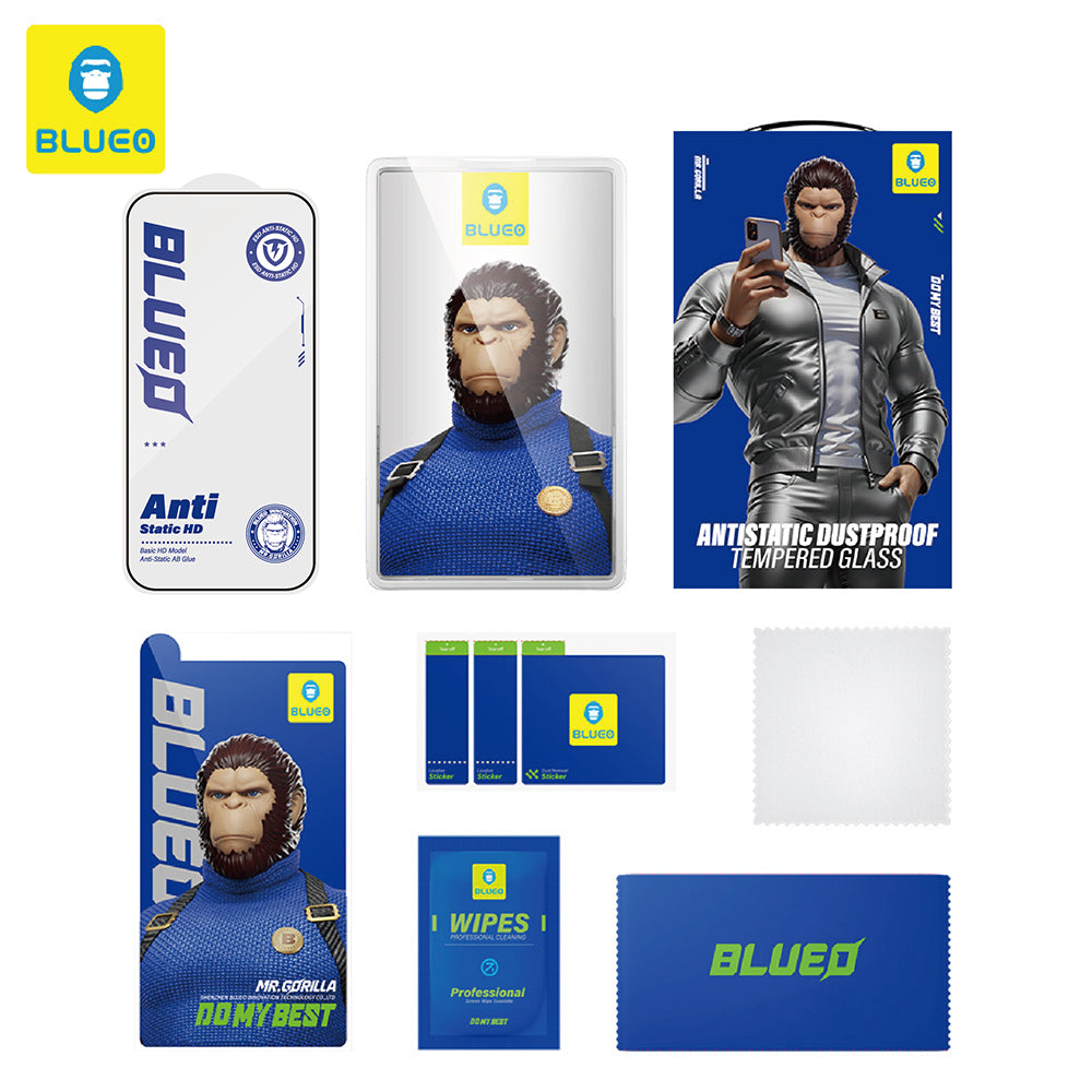 Προστατευτική μεμβράνη οθόνης Blueo Anti-Static HD για Apple iPhone 14 Pro, ασφαλισμένο γυαλί, πλήρης κόλλα, μαύρο