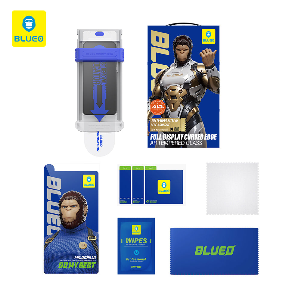 Προστατευτική μεμβράνη οθόνης Blueo AR Applicator Pro για Apple iPhone 16 Pro, ασφαλισμένο γυαλί, πλήρης κόλλα, 3D, μαύρο