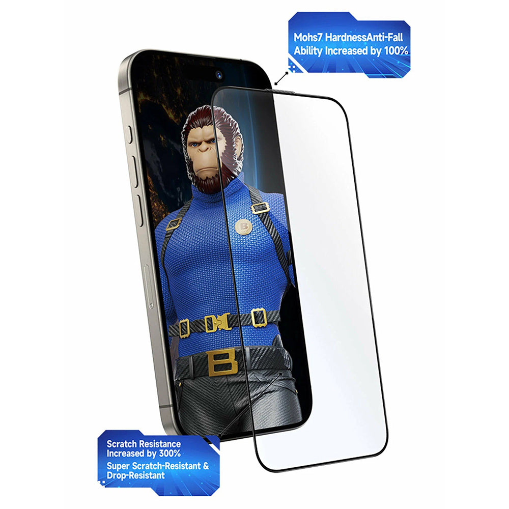 Προστατευτική Μεμβράνη Οθόνης Blueo Crystal Anti-Scratch Applicator για Apple iPhone 17 Pro / 17 / 16 Pro, Ενισχυμένο Γυαλί, Full Glue, Μαύρη