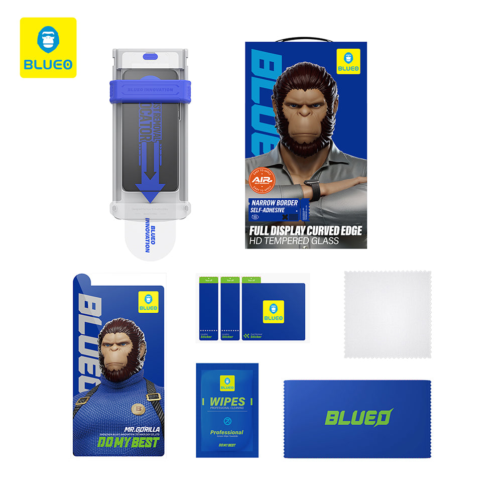 Προστατευτική μεμβράνη οθόνης Blueo HD Applicator Pro για Apple iPhone 16 Pro Max, ασφαλισμένο γυαλί, πλήρης κόλλα, 3D, μαύρο