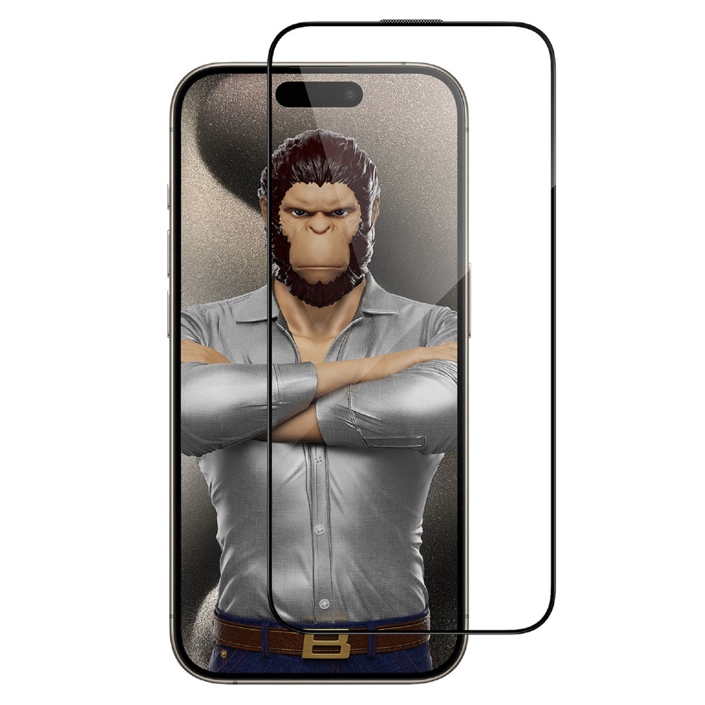 Προστατευτική μεμβράνη οθόνης Blueo HD Applicator Pro για Apple iPhone 16 Pro, ασφαλισμένο γυαλί, πλήρης κόλλα, 3D, μαύρο