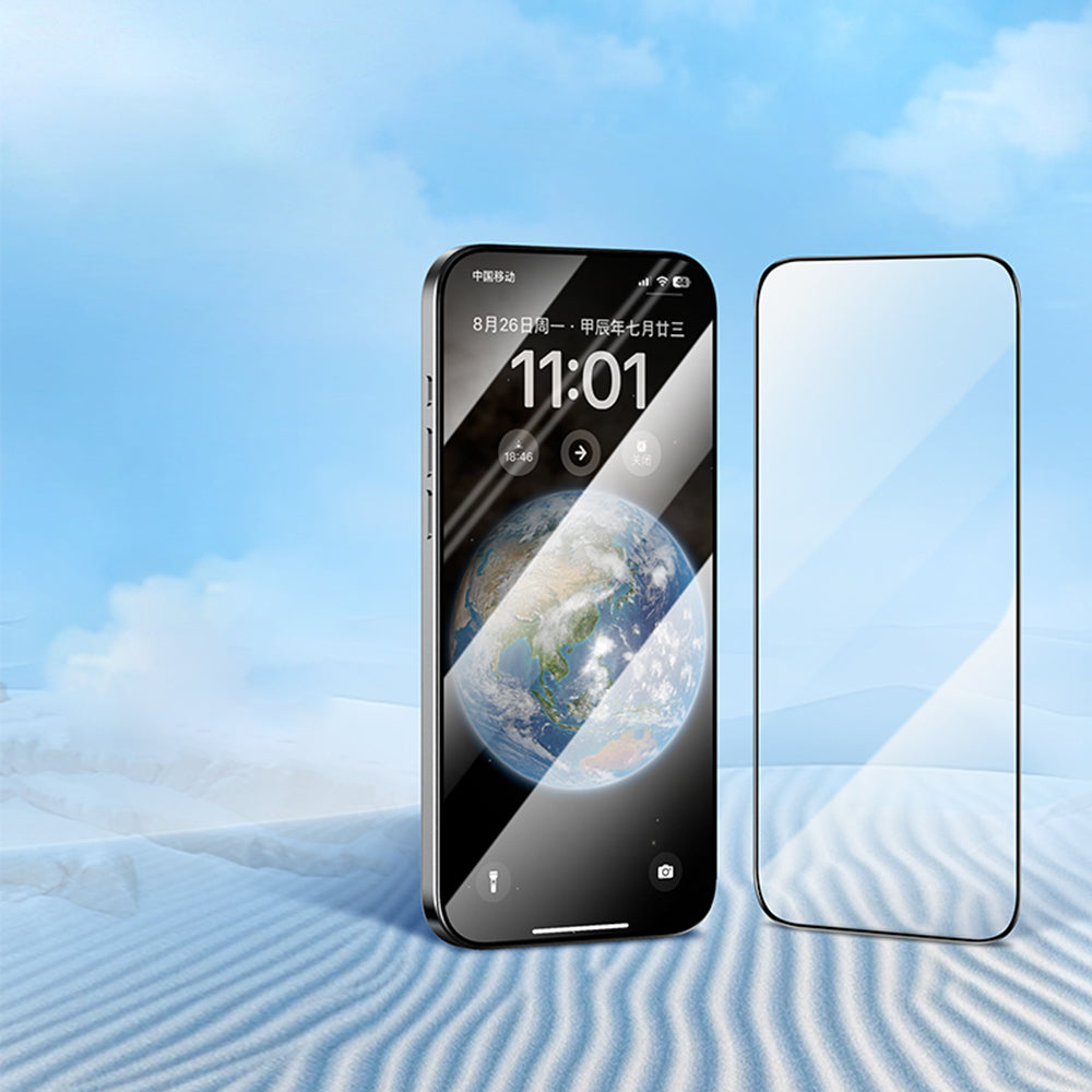 Προστατευτική μεμβράνη οθόνης Blueo Silk HD για Apple iPhone 14 Pro Max, ασφαλισμένο γυαλί, πλήρης κόλλα, σετ 5 τεμαχίων, 2.5D, μαύρο