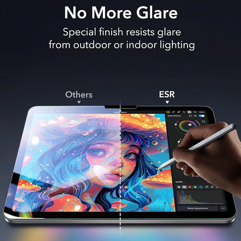 Προστατευτική μεμβράνη οθόνης ESR Armorite Paper Feel UltraFit για Apple iPad Air 13 (2026) / Air 13 (2025) / Air 13 (2024), Ασφαλισμένο γυαλί, Πλήρης κόλλα