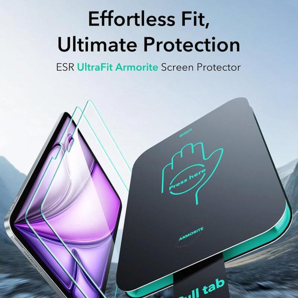 Προστατευτική Μεμβράνη Οθόνης ESR Armorite UltraFit για Apple iPad Air 13 (2025) / Air 13 (2024), Ενισχυμένο Γυαλί, Πλήρης Κόλληση, Σετ 2 τεμαχίων