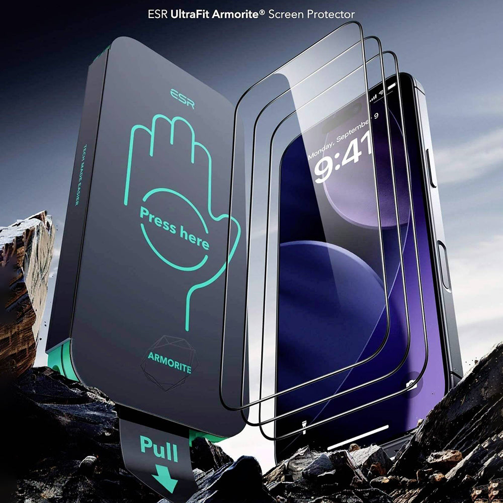 Προστατευτική Μεμβράνη Οθόνης ESR Armorite UltraFit για Apple iPhone 17 Air, Ενισχυμένο Γυαλί, Full Glue, Σετ 2 τεμαχίων, Μαύρη