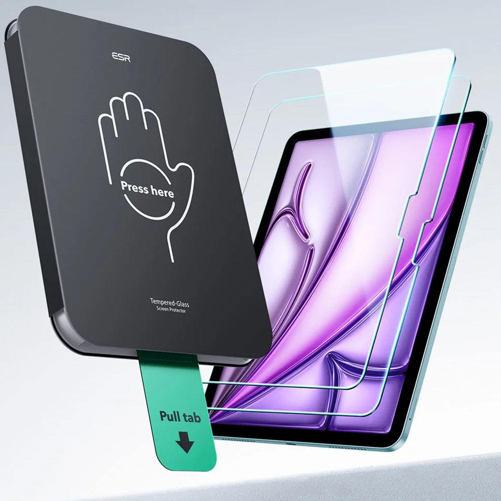 Προστατευτική μεμβράνη οθόνης ESR UltraFit για Apple iPad Air 11 (2026) / Air 11 (2025), Ασφαλισμένο γυαλί, Πλήρης κόλλα, Σετ 2 τεμαχίων