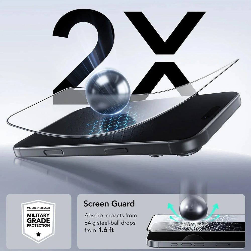 Προστατευτική Μεμβράνη Οθόνης ESR UltraFit για Apple iPhone 17 Pro Max, Ενισχυμένο Γυαλί, Full Glue, Σετ 3 τεμαχίων