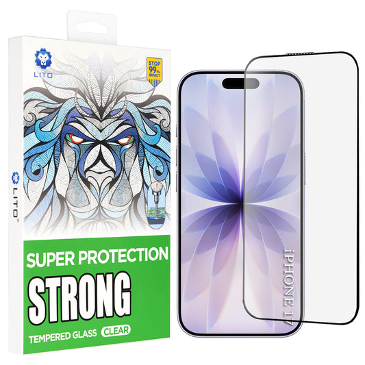 Προστατευτική Μεμβράνη Οθόνης Lito D+ Max Strong για Apple iPhone 17 / 16 Pro, Ενισχυμένο Γυαλί, Πλήρης Κόλληση, Μαύρη