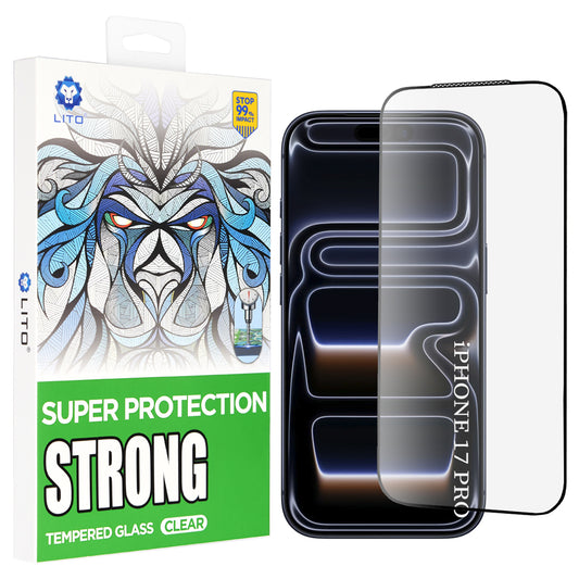 Προστατευτική Μεμβράνη Οθόνης Lito D+ Max Strong για Apple iPhone 17 Pro, Ενισχυμένο Γυαλί, Πλήρης Κόλληση, Μαύρη