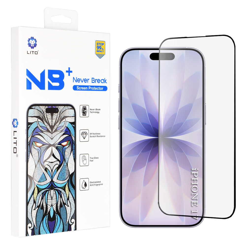 Προστατευτική Μεμβράνη Οθόνης Lito NB για Apple iPhone 17 / 16 Pro, Ενισχυμένο Γυαλί, Full Glue, Μαύρη