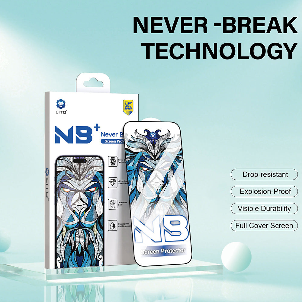 Προστατευτική Μεμβράνη Οθόνης Lito NB για Apple iPhone 17 / 16 Pro, Ενισχυμένο Γυαλί, Full Glue, Μαύρη