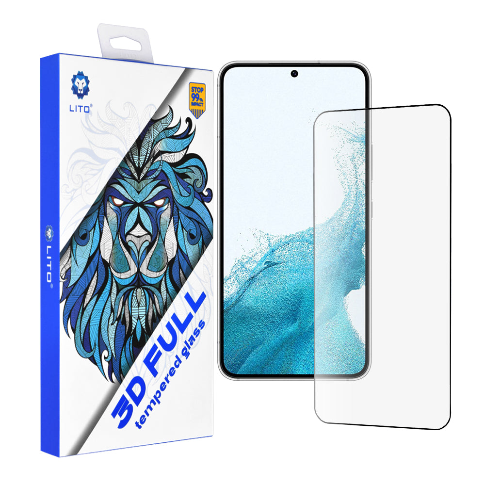 Προστατευτική μεμβράνη οθόνης Lito για Samsung Galaxy S23 S911 / S22 5G S901, Ασφαλισμένο γυαλί, Πλήρης κόλλα, 3D, Μαύρο
