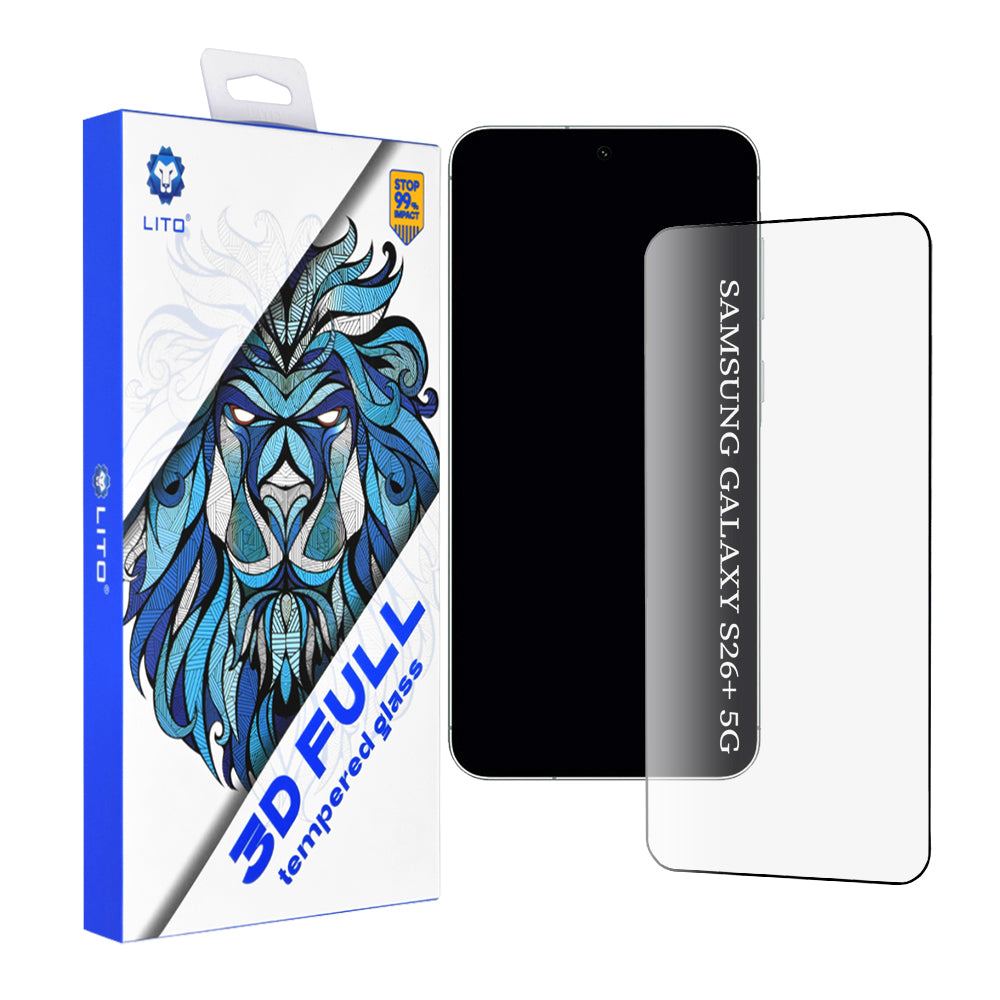 Προστατευτική Μεμβράνη Οθόνης Lito για Samsung Galaxy S26 Plus S947, Ενισχυμένο Γυαλί, Full Glue, 3D, Μαύρη