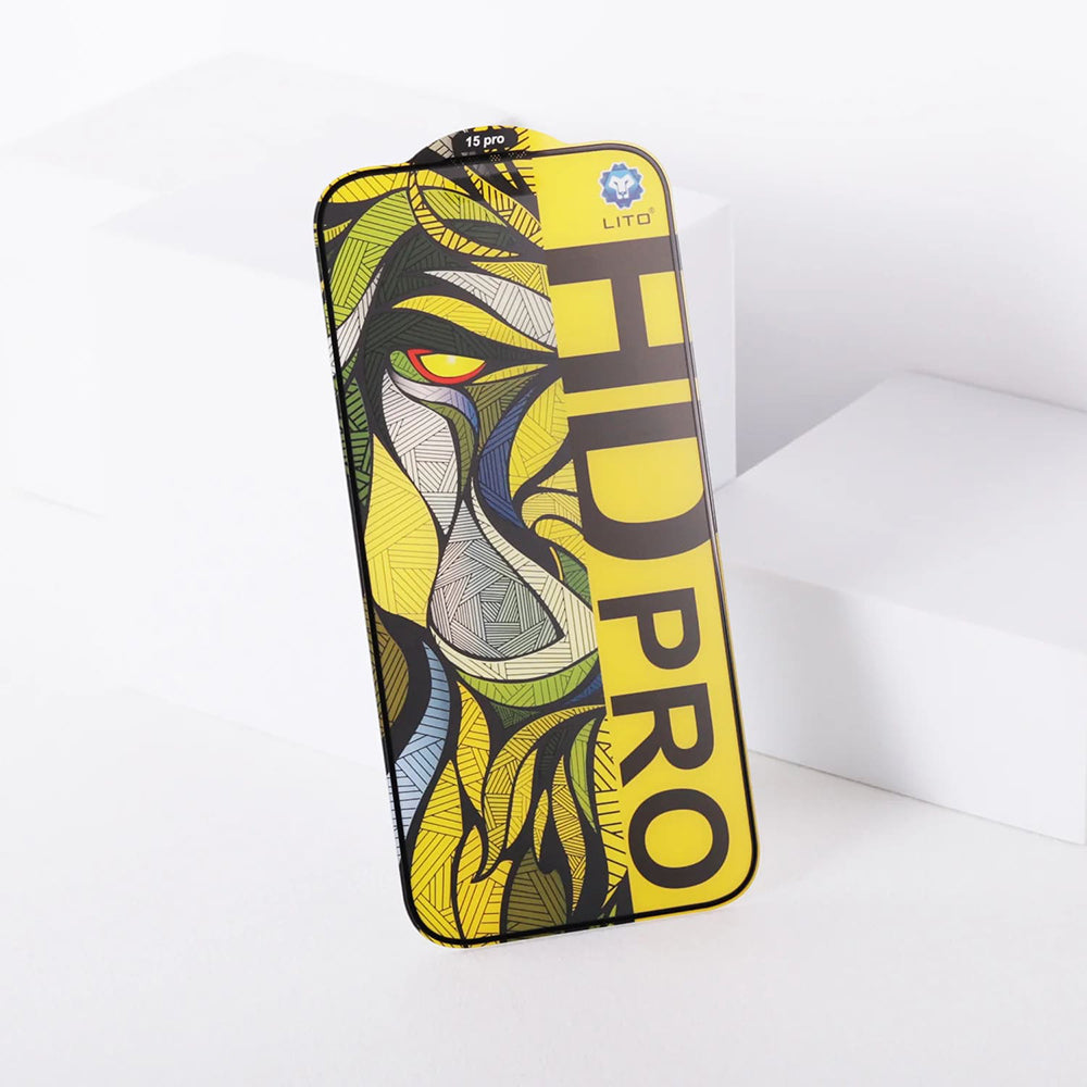 Προστατευτική μεμβράνη οθόνης Matte Lito HD Pro για Apple iPhone 16, Ασφαλισμένο γυαλί, Πλήρης κόλλα, Μαύρο