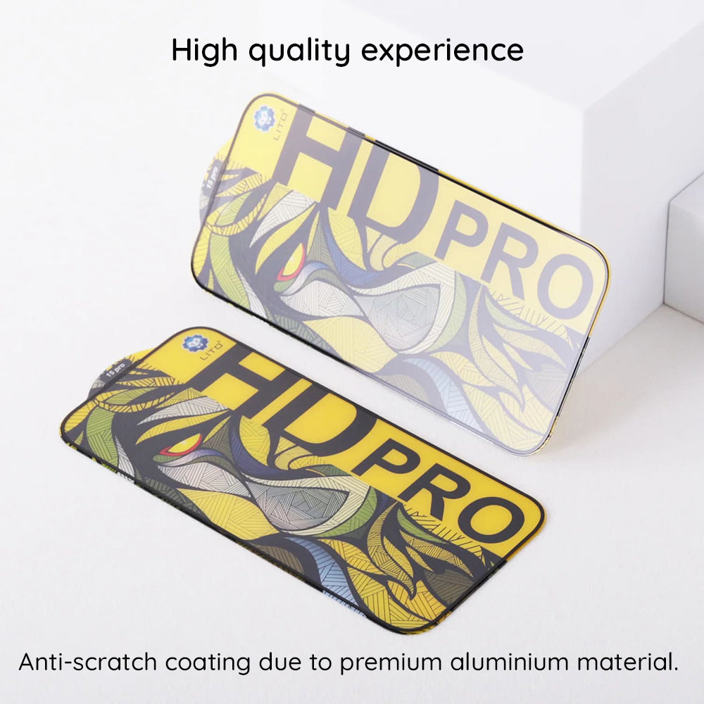 Προστατευτική μεμβράνη οθόνης Matte Lito HD Pro για Apple iPhone 16, Ασφαλισμένο γυαλί, Πλήρης κόλλα, Μαύρο
