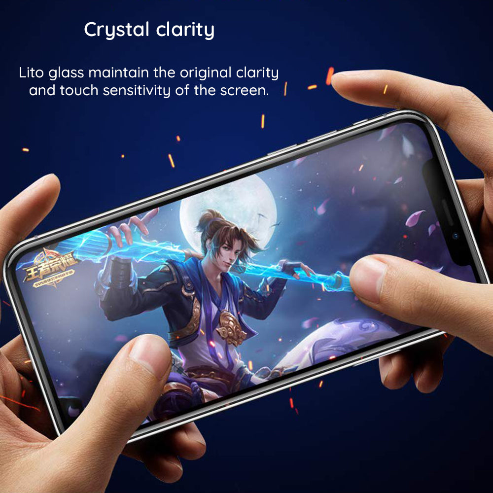 Προστατευτική μεμβράνη οθόνης Matte Lito HD Pro για Apple iPhone 16, Ασφαλισμένο γυαλί, Πλήρης κόλλα, Μαύρο