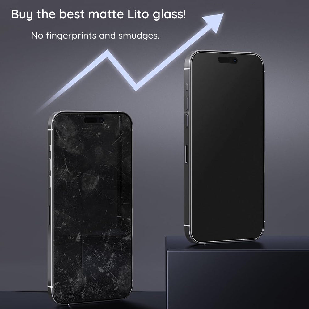 Προστατευτική μεμβράνη οθόνης Matte Lito HD Pro για Apple iPhone 16, Ασφαλισμένο γυαλί, Πλήρης κόλλα, Μαύρο