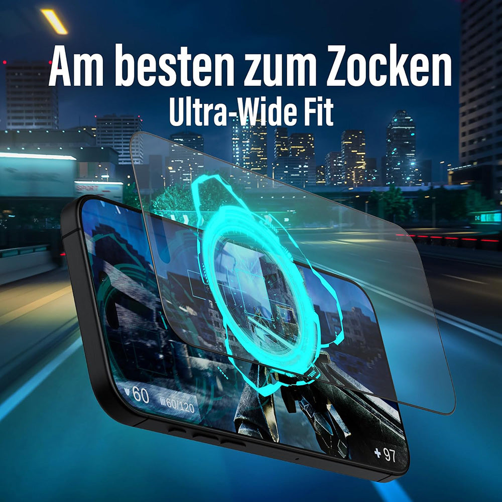 Προστατευτική Μεμβράνη Οθόνης Matte PanzerGlass Ultra-Wide Fit Gaming για Apple iPhone 16 Pro Max, Ενισχυμένο Γυαλί, Full Glue, Μαύρη