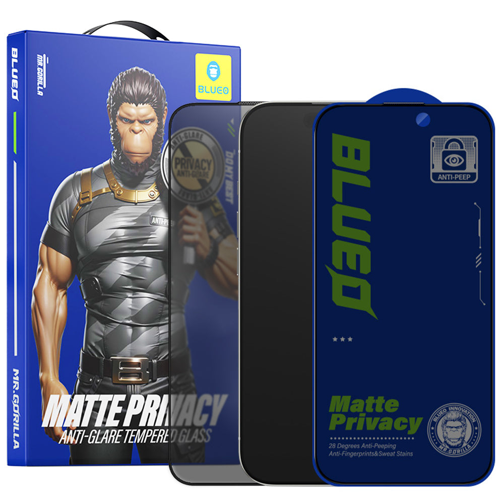 Προστατευτική μεμβράνη οθόνης Matte Privacy Blueo Anti-Peep για Apple iPhone 15 Pro Max, Ασφαλισμένο γυαλί, Πλήρης κόλλα