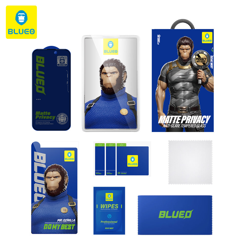 Προστατευτική μεμβράνη οθόνης Matte Privacy Blueo Anti-Peep για Apple iPhone 15 Pro Max, Ασφαλισμένο γυαλί, Πλήρης κόλλα