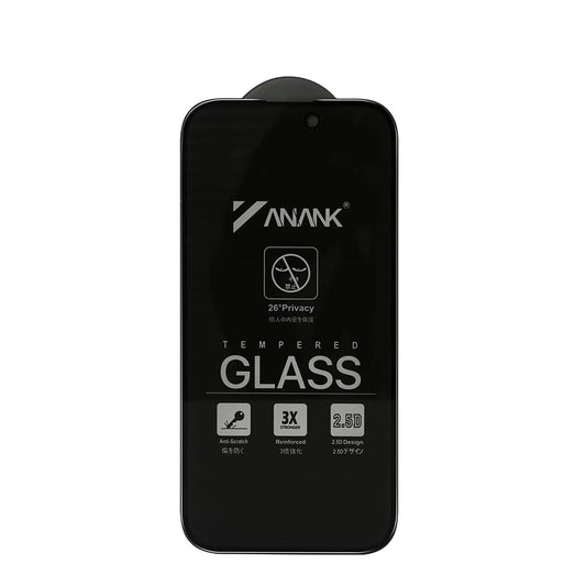 Προστατευτική μεμβράνη οθόνης Privacy Anank 3X Ενισχυμένη για Apple iPhone 16 Pro Max, Ασφαλισμένο Γυαλί, Πλήρης Κόλλα, 2.5D