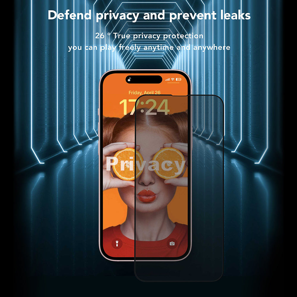 Προστατευτική μεμβράνη οθόνης Privacy Anank 3X Ενισχυμένη για Apple iPhone 17e / 16e / 14 / 13 Pro, Ασφαλισμένο Γυαλί, Πλήρης Κόλλα, 2.5D