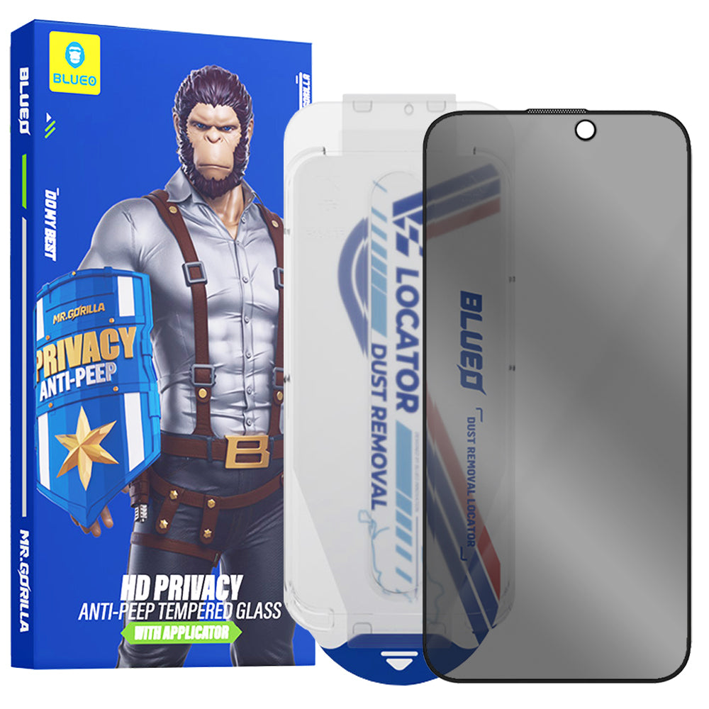 Προστατευτική μεμβράνη οθόνης Privacy Blueo Anti-Peep Applicator Pro για Apple iPhone 14 Pro Max, Ασφαλισμένο γυαλί, Πλήρης κόλλα