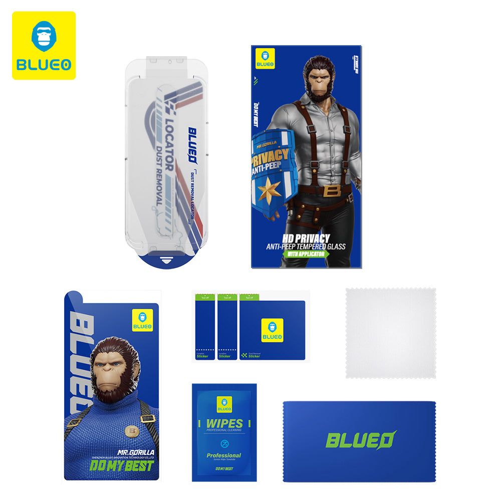 Προστατευτική μεμβράνη οθόνης Privacy Blueo Anti-Peep Applicator Pro για Apple iPhone 15 Pro Max, Ασφαλισμένο γυαλί, Πλήρης κόλλα