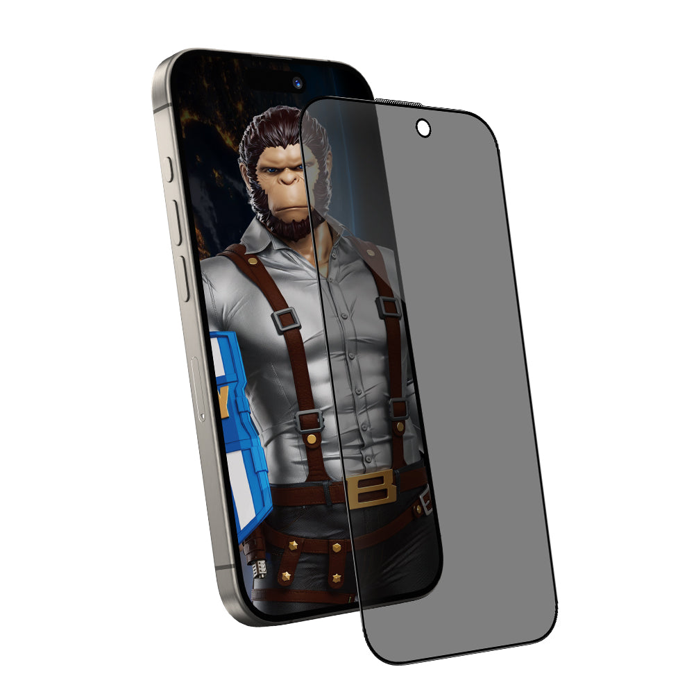 Προστατευτική μεμβράνη οθόνης Privacy Blueo Anti-Peep για Apple iPhone 16 / 15, Ασφαλισμένο γυαλί, Πλήρης κόλλα