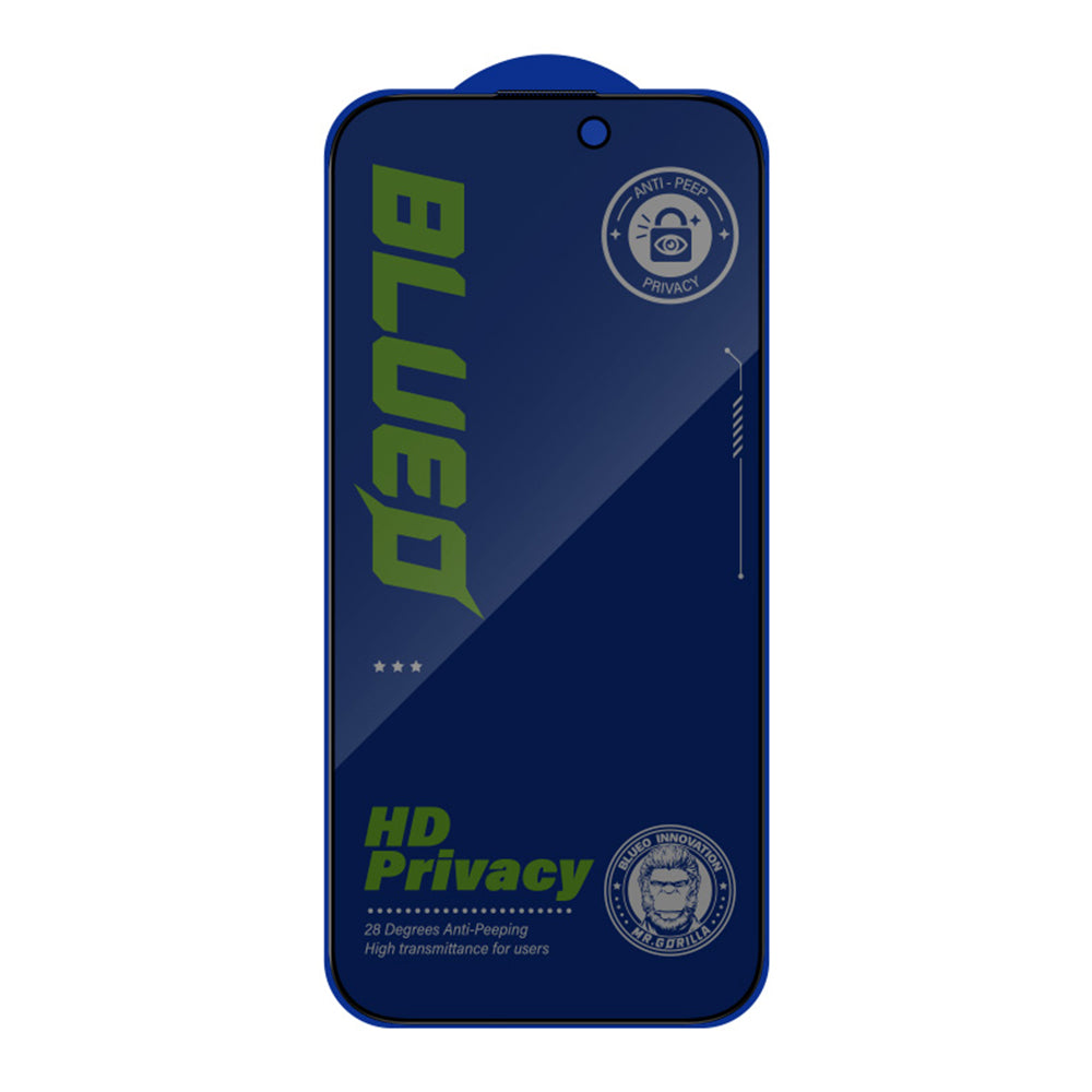 Προστατευτική μεμβράνη οθόνης Privacy Blueo Anti-Peep για Apple iPhone 16 / 15, Ασφαλισμένο γυαλί, Πλήρης κόλλα