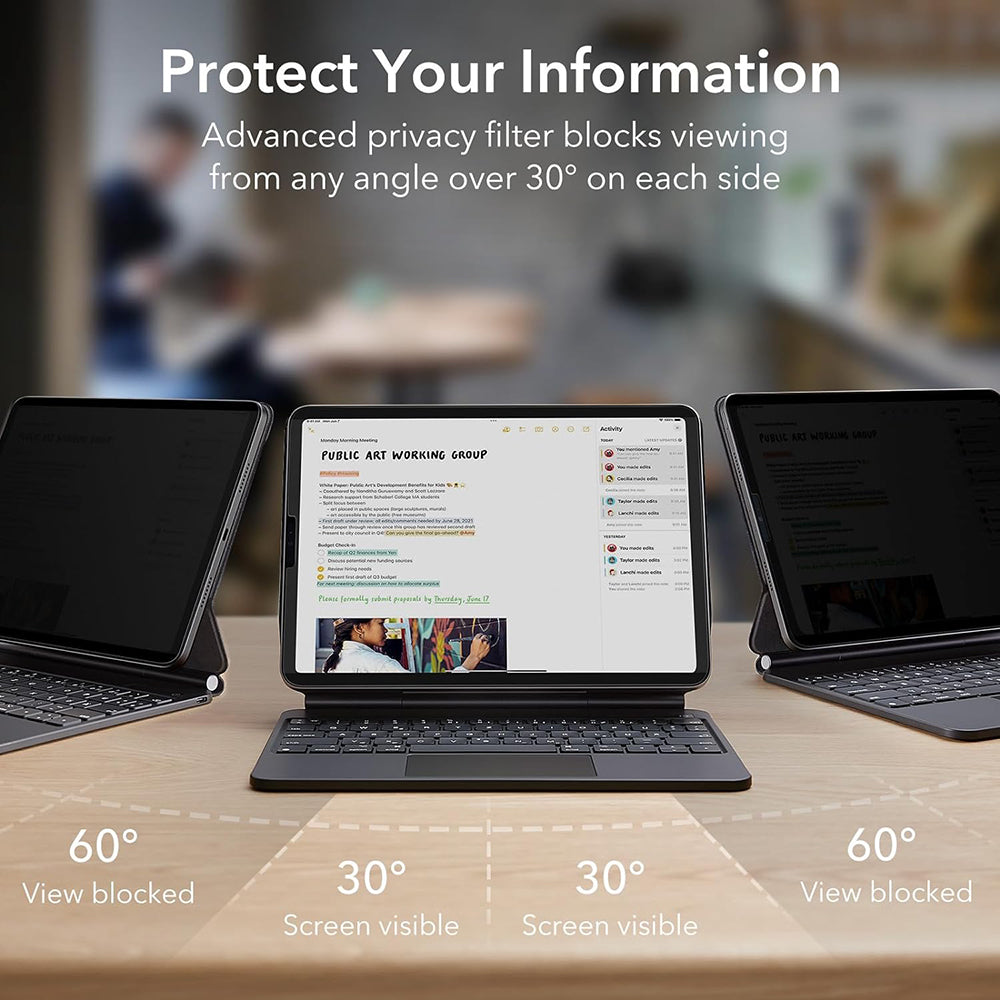 Προστατευτική Μεμβράνη Οθόνης Privacy ESR Magnetic για Apple iPad Pro 12.9 (2022) / Pro 12.9 (2021) / Pro 12.9 (2020), Πλαστική