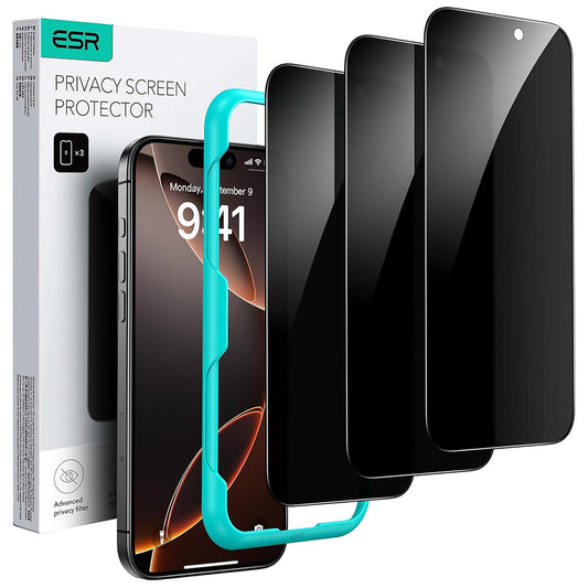 Προστατευτική Μεμβράνη Οθόνης Privacy ESR για Apple iPhone 17 Air, Ενισχυμένο Γυαλί, Full Glue, Σετ 3 τεμαχίων